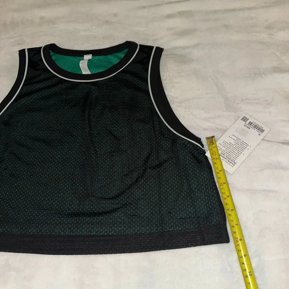 Lululemon Womens XL Double Layered Reversible Mesh Tank Top Green Black NWT